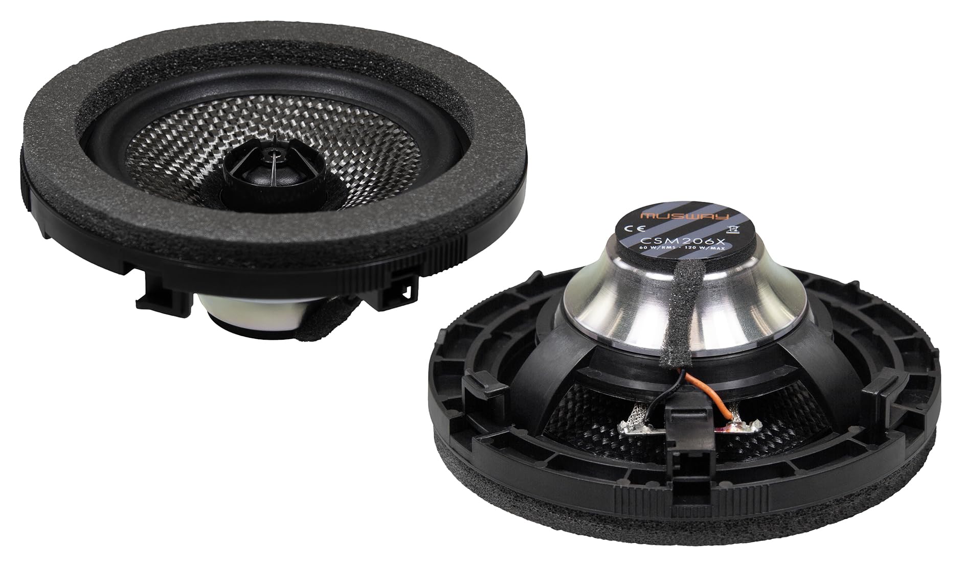 Musway CSM206X - 10cm 2-Wege Koaxial -Lautsprecher kompatibel mit Mercedes Benz C-Klasse (W206) | 1 Paar