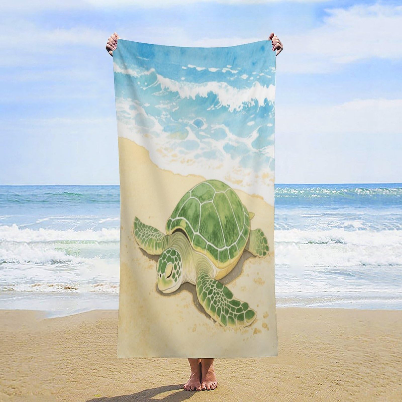 Grande serviette de plage douce et légère, grande serviette de bain tortue, absorbante à séchage rapide, serviette de voyage pour plage, piscine, croisière, camping, voyage, 160 x 80 cm