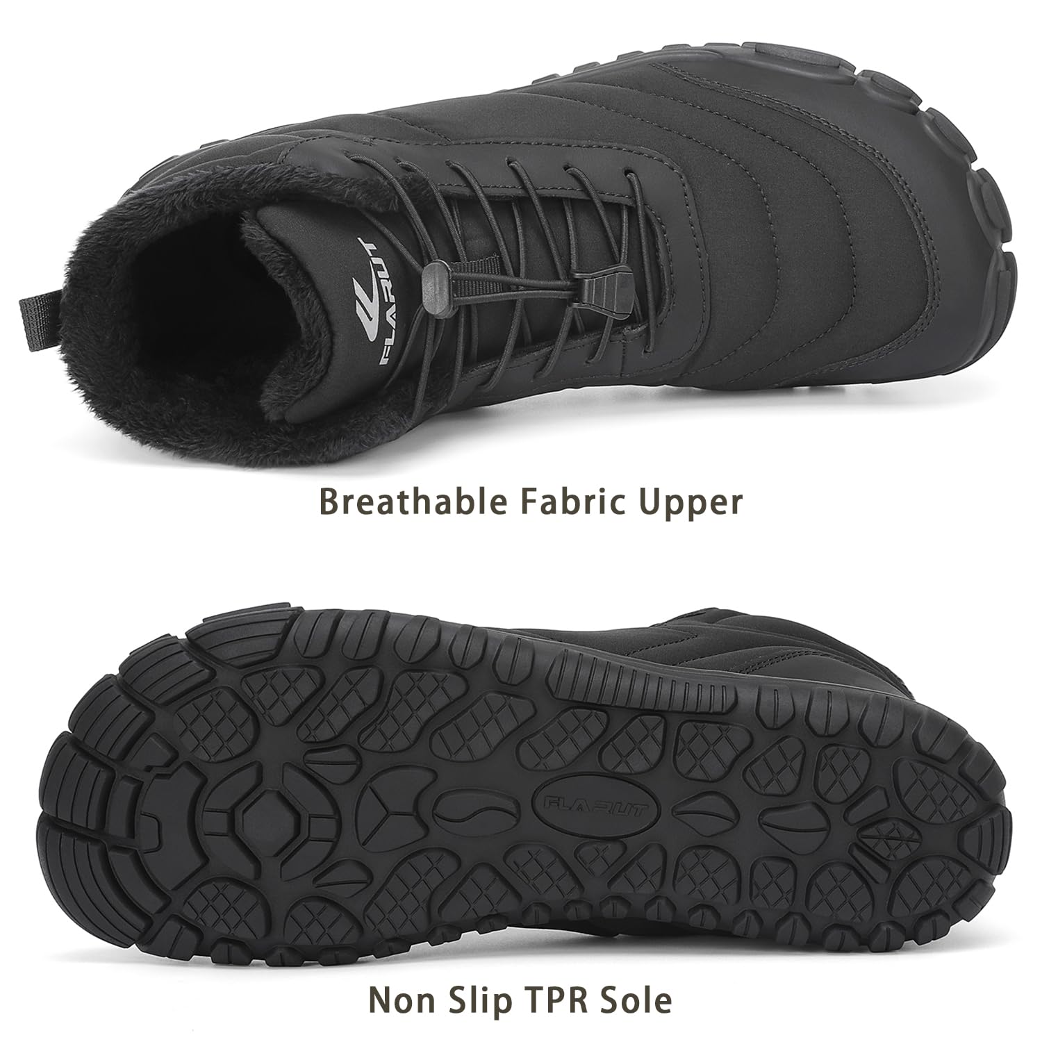 FLARUT Scarpe Invernali a Piedi Nudi Uomo Donna Barefoot Scarpe Foderate Caldo Scarpe a Punta Larga Resistenti all'acqua Scarpe da Trail Running Trekking InvernoStivali