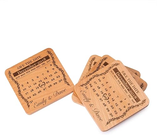 Miniatura 5 de Posavasos personalizados de madera de haya para bebidas. Regalos de boda personalizados para despedida de soltera, juego de 16 posavasos