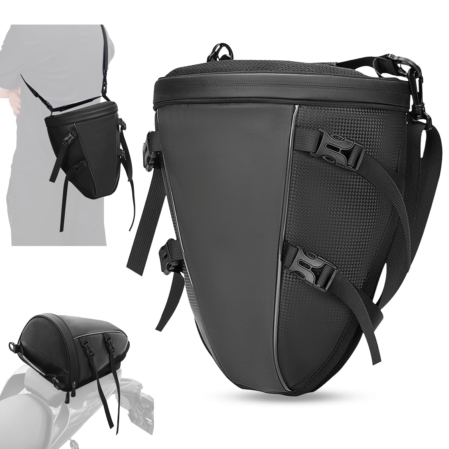 Motorrad Hecktasche, 10-14L Tankrucksack wasserdichte Tasche, Outdoor Sport Motorrad Rücksitz Leichter Werkzeug Tragetasche mit Schultergurt