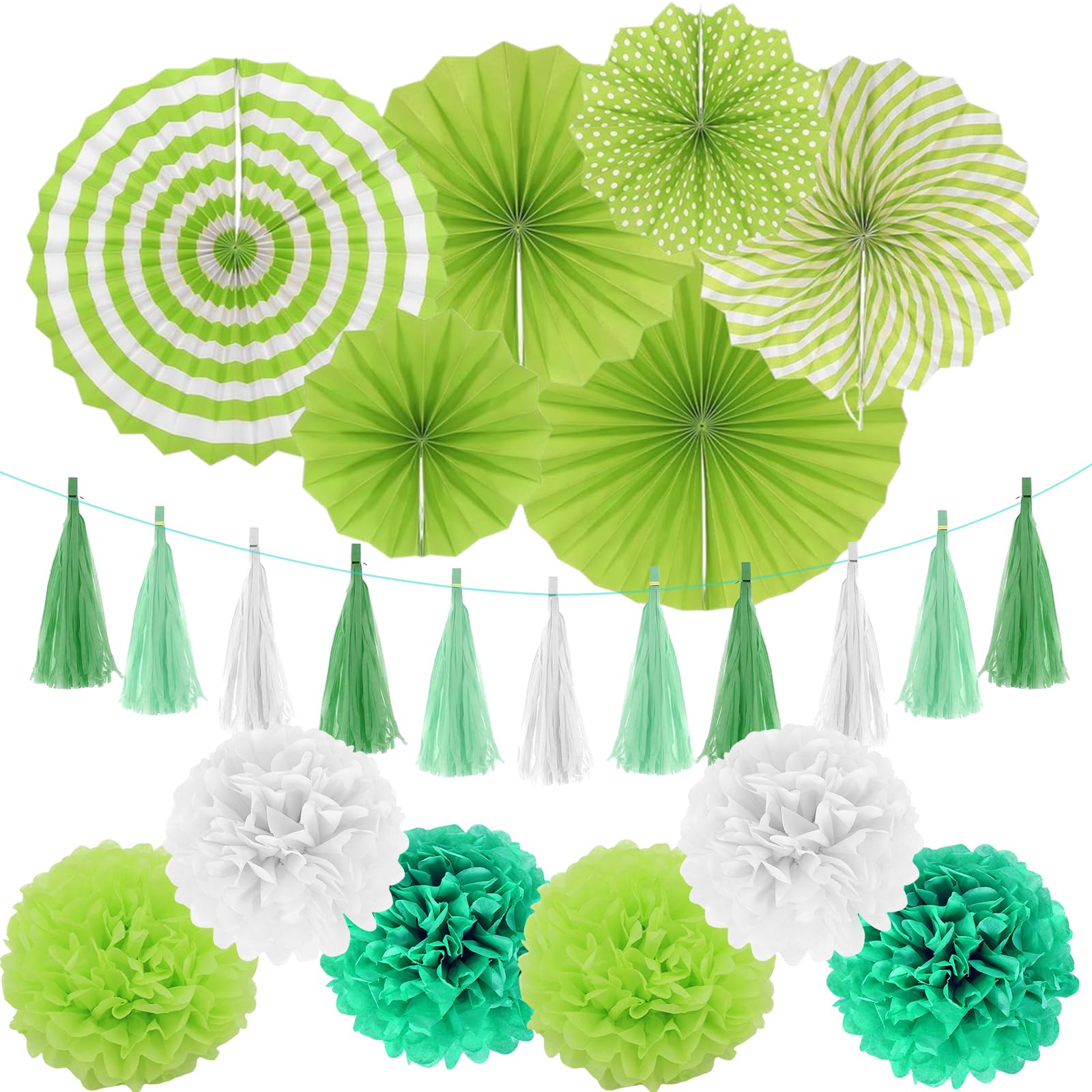 20 Pompom Decorazioni Multicolore, Pom Pom Decorativi Carta Velina e Ventagli di Carta. Ghirlande per Festa Carnevale o Compleanno -20 Pz