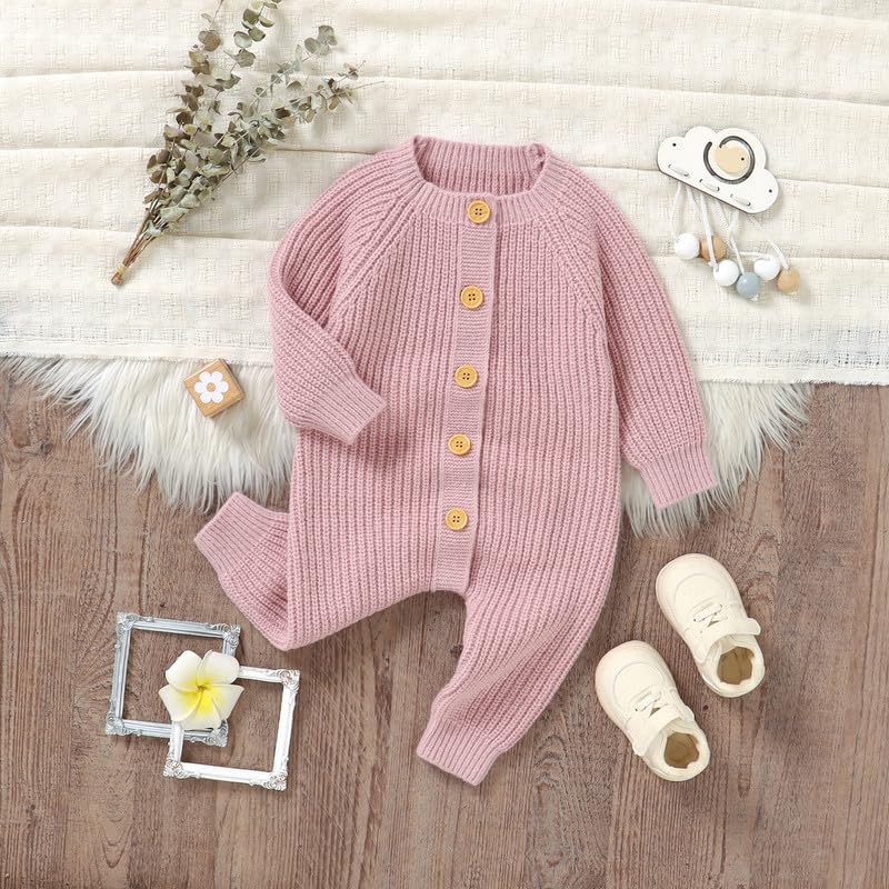 LAWKUL Baby Cardigan Sweater Romper Pullover Ultra Soft Knit Clothes Lightweight Long Sleeve for Boy Girl Infants & Toddlers2