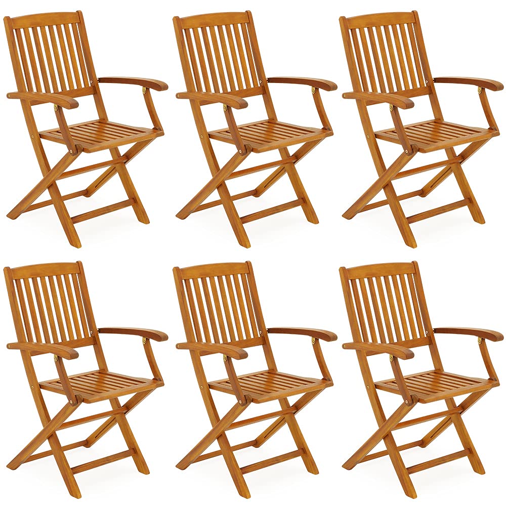 CASARIA 6X Sillas de Jardín Plegables Boston 58x52x91 Madera de Acacia Asientos Muebles de Exterior
