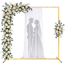 Pureegg Square Backdrop Stand - 6.6FT Gold Balloon Arch Stand with Adjustable Leveling Feet, Easy-to-Assemble Metal Wedding Arch for Wedding Decor, Parties