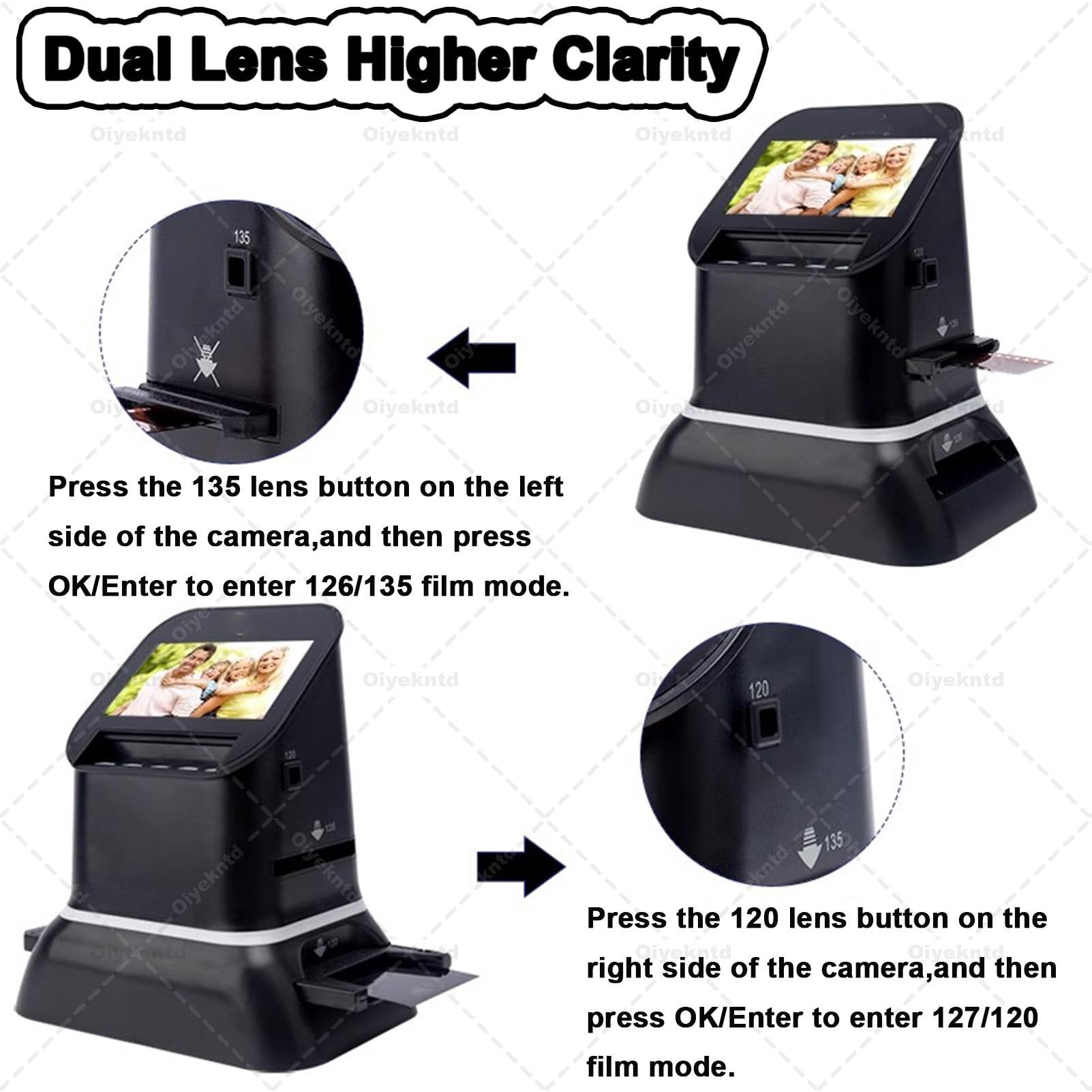 Scanner numérique de films et diapositives 22 MP, convertit les films et diapositives 135, 126, 120 et 127 en négatifs, photos couleur, noir et blanc et format JPG, écran LCD 4,3 pouces, scanner