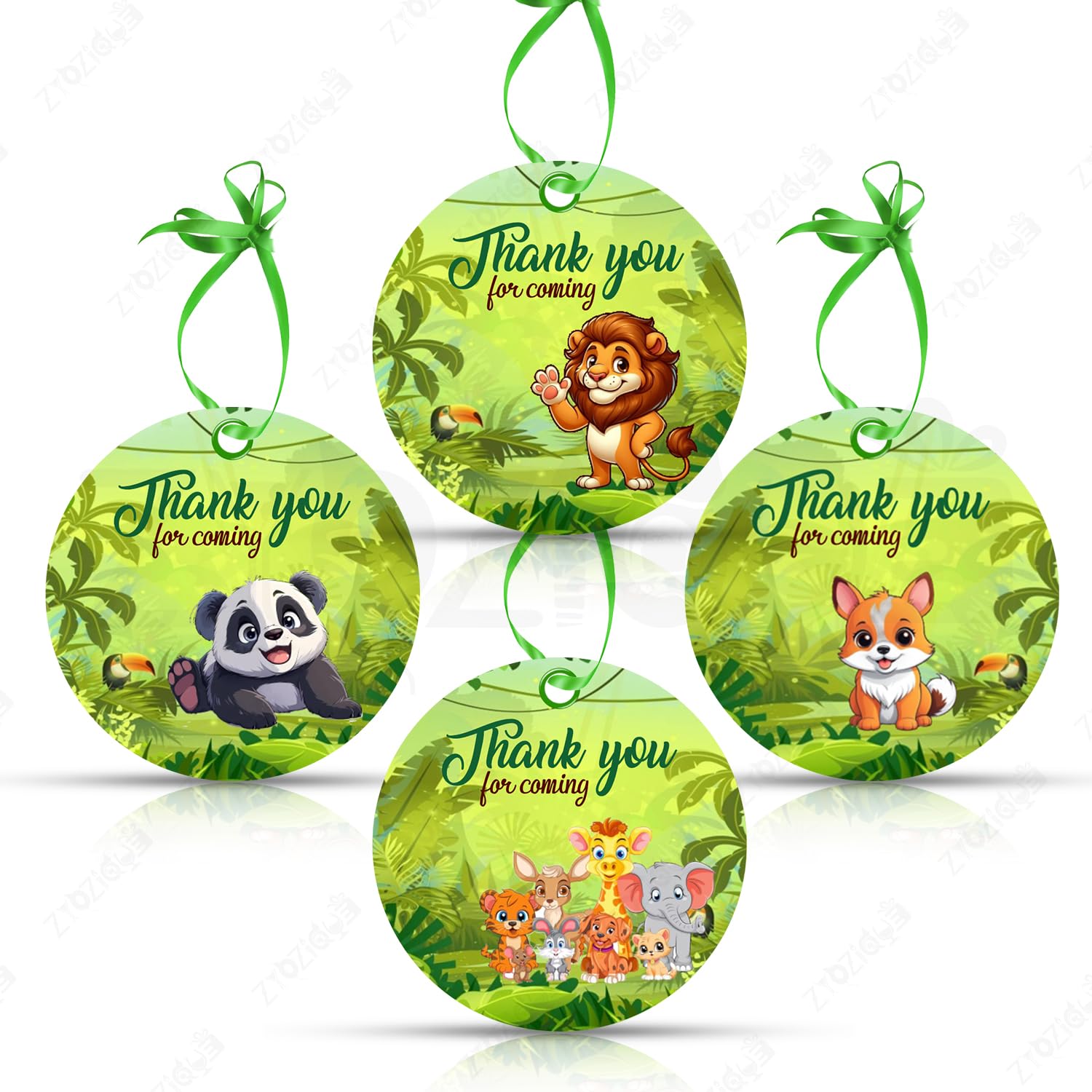 Zyozique Jungle Theme Thank You Tags, Thank You for Coming Tag, Jungle Thank You Cards for Return Gifts, Thank You Tags for Return Gifts, Birthday Decoration, Birthday Thank You Cards (Pack of 28)-image-30