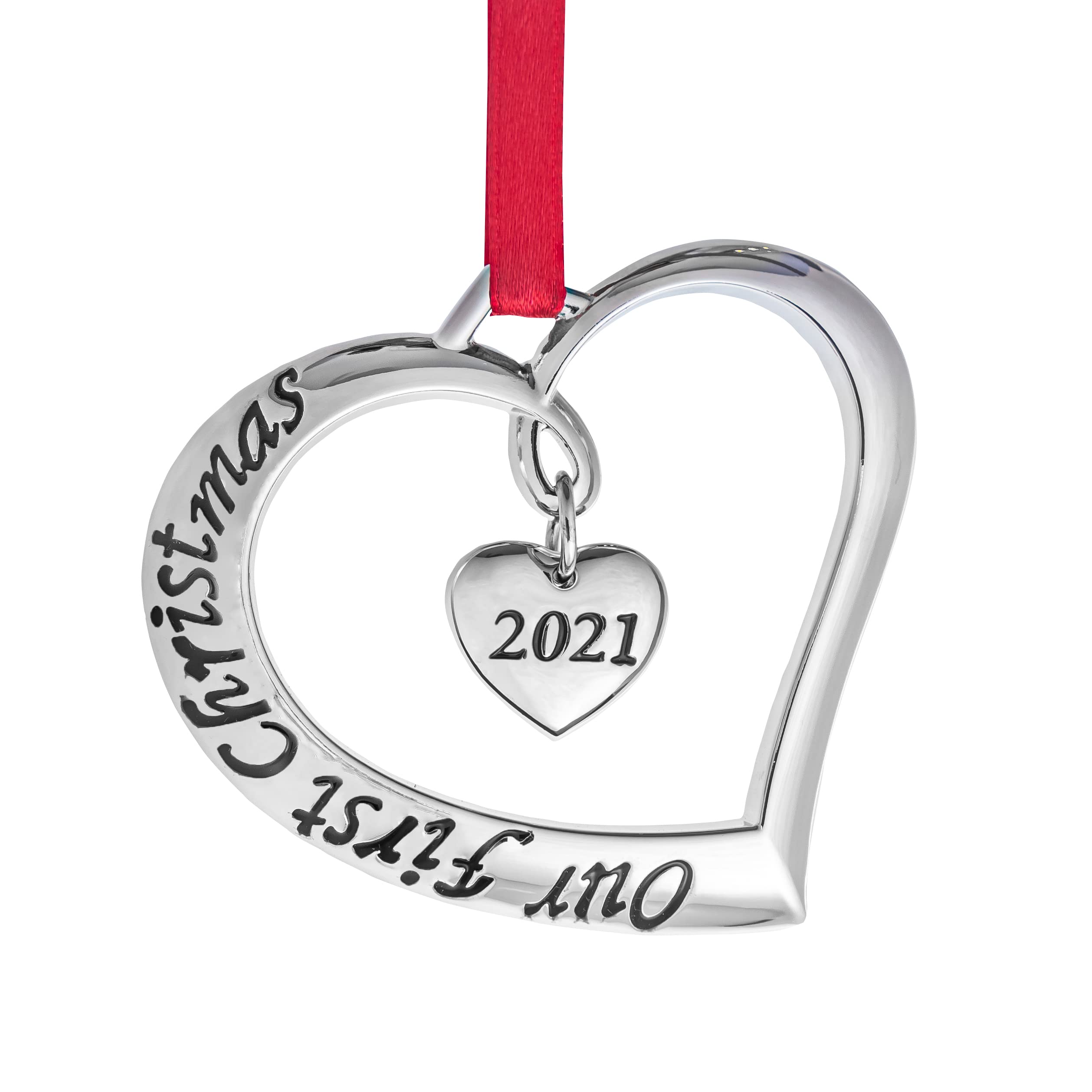 Photo 1 of 25 pack assorted ornaments*  Baby's First Christmas Ornament 2021 - Silver Heart with Hanging Duck Christmas Ornament - Babies Christmas Ornament Engraved My First Christmas 2021 - Baby Ornament 2021 with Gift Box by Klikel