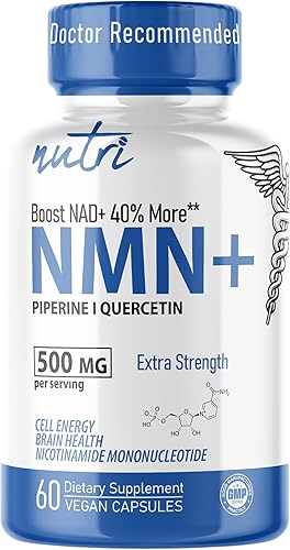 Suplemento NMN 500mg NAD - Suplemento Nutri de nicotinamida mononucleótido NMN estabilizado de ultra alta absorción, 40% más NAD+ con quercetina