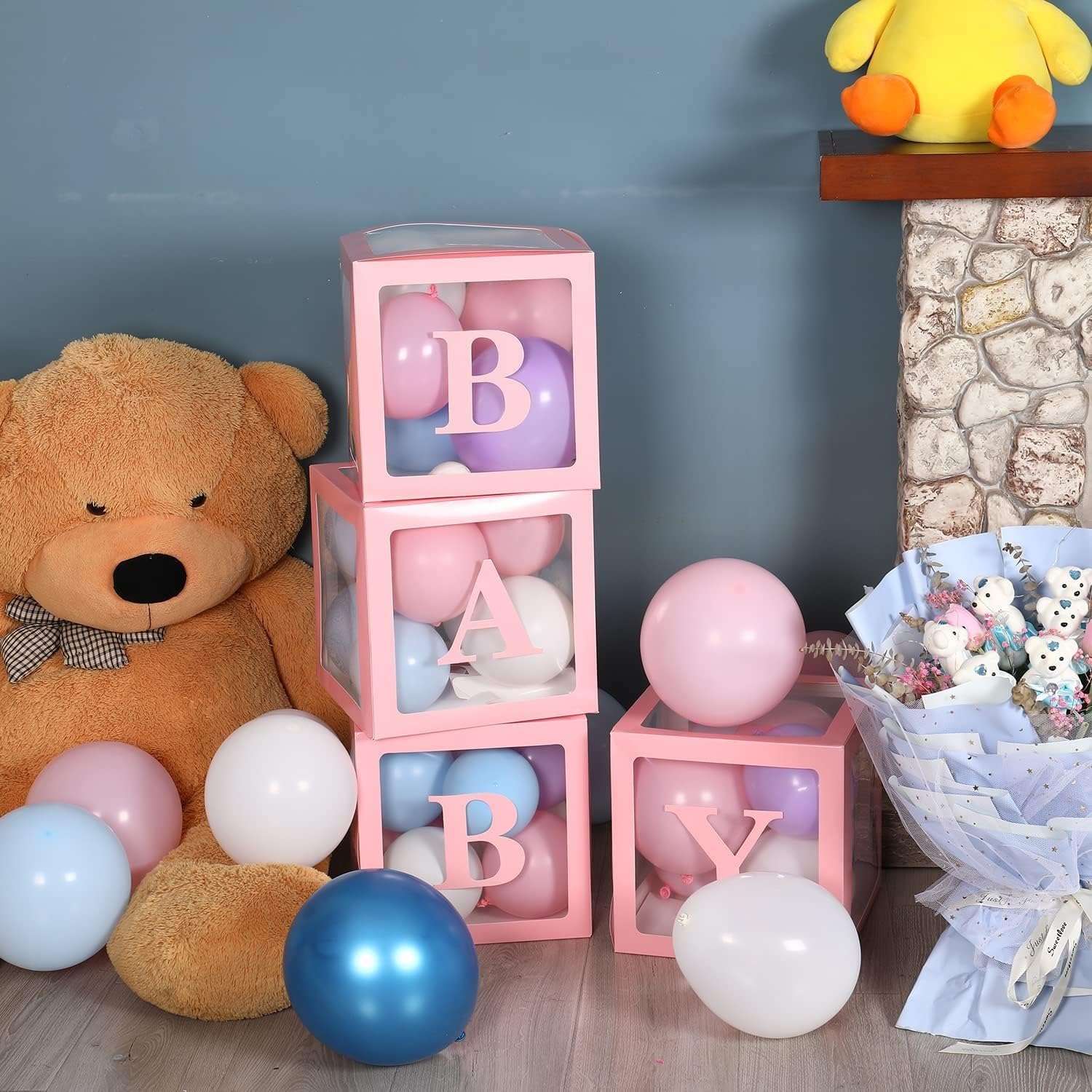Rozi Decoration Pink Baby Balloon Box without Balloon Included Set of 4 Pcs Box| Welcome Baby Decoration Kit | Baby Shower | Birthday | Naming Ceremony Decoration Kit-image-19
