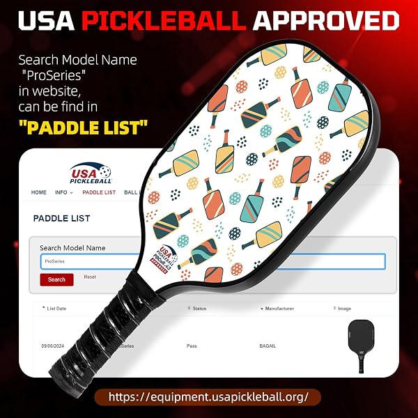 BAGAIL Set di racchette da pickleball, racchette con 4 palline, leggere - Elevato assorbimento degli urti - Ergonomiche, adatte per partite indoor e outdoor - 2