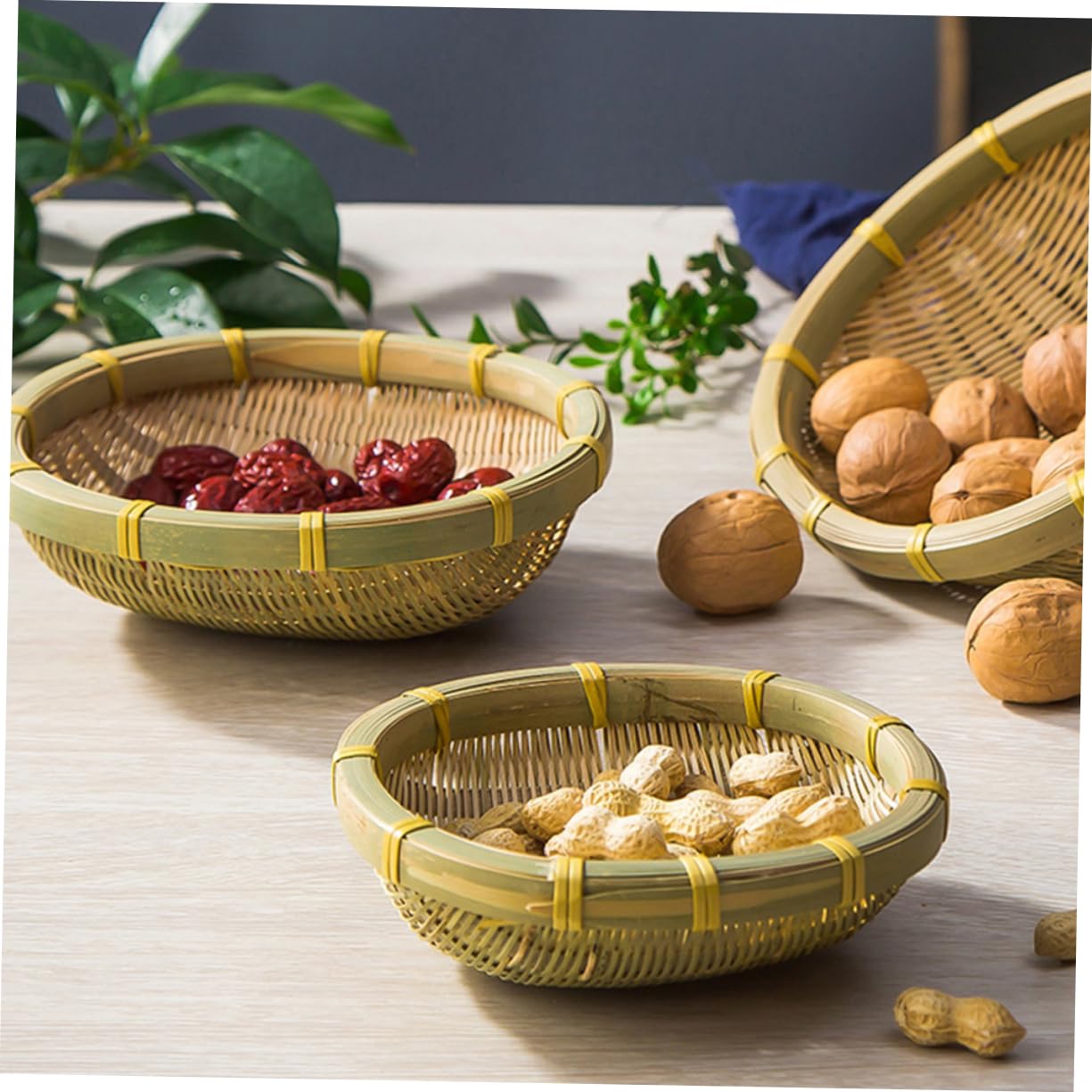 HOMOCONO 1pc Storage Basket Fruit Decor Basket for Fruit Mini Basket Woven Storage Basket Rattan Storage Basket Wicker Fruit Drain Basket Weave Basket Bread Serving Basket Oval Tray