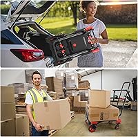 Vista 6 de Carro de mano plegable de 330 libras, de transporte resistente, combinación de cuatro ruedas y dos ruedas convertible carrito Dolly con mango