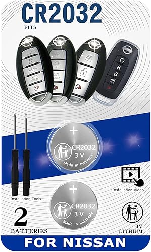 uuam CR2032 2032 - Carcasa de repuesto para llavero remoto CR2032 2032 para Nissan (2007-2022+) 370Z Altima Armada GT-R Kicks Leaf Maxima Murano