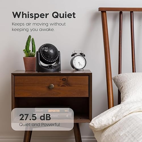 Miniatura 7 de IRIS USA WOOZOO Small Desk Fan, Air Circulator, 3 Speeds, 32ft Max Air Distance, 120° Adjustable Tilt, 27.5db Quiet Motor, Small Fan for Bedroom,
