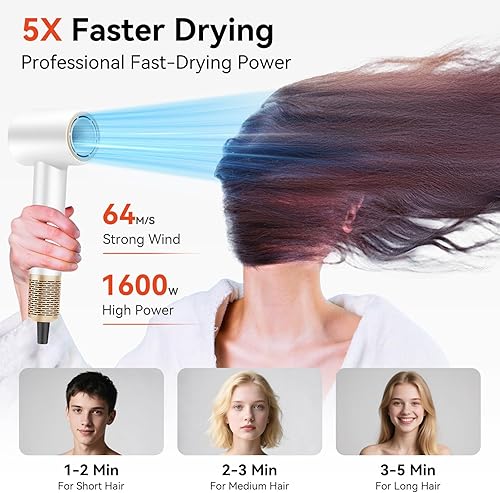 Miniatura 4 de Secador de pelo de alta velocidad  Secador de pelo iónico para mujeres con motor sin escobillas, secado rápido, bajo ruido, secador de pelo, con