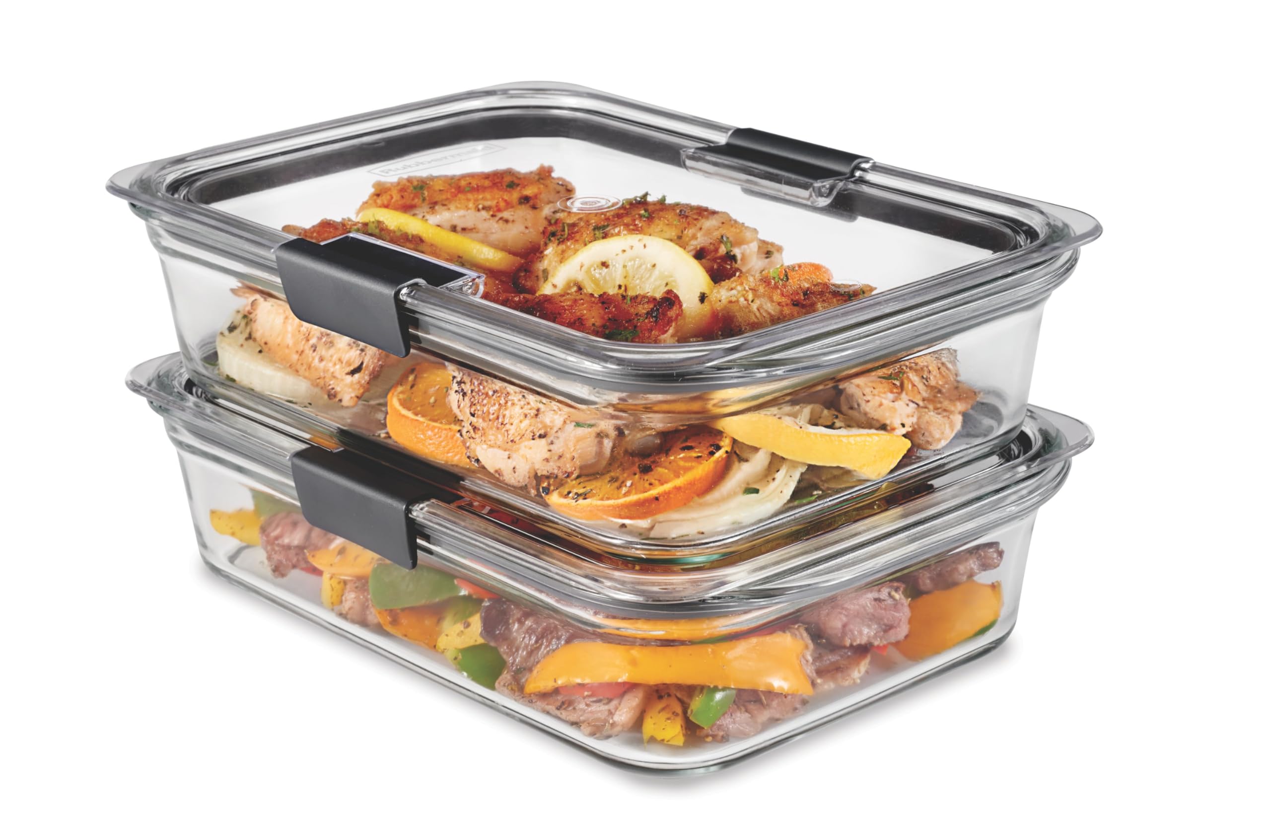 RUBBERMAID - Recipientes de comida con tapas, paquete de 2 (4 piezas en total)