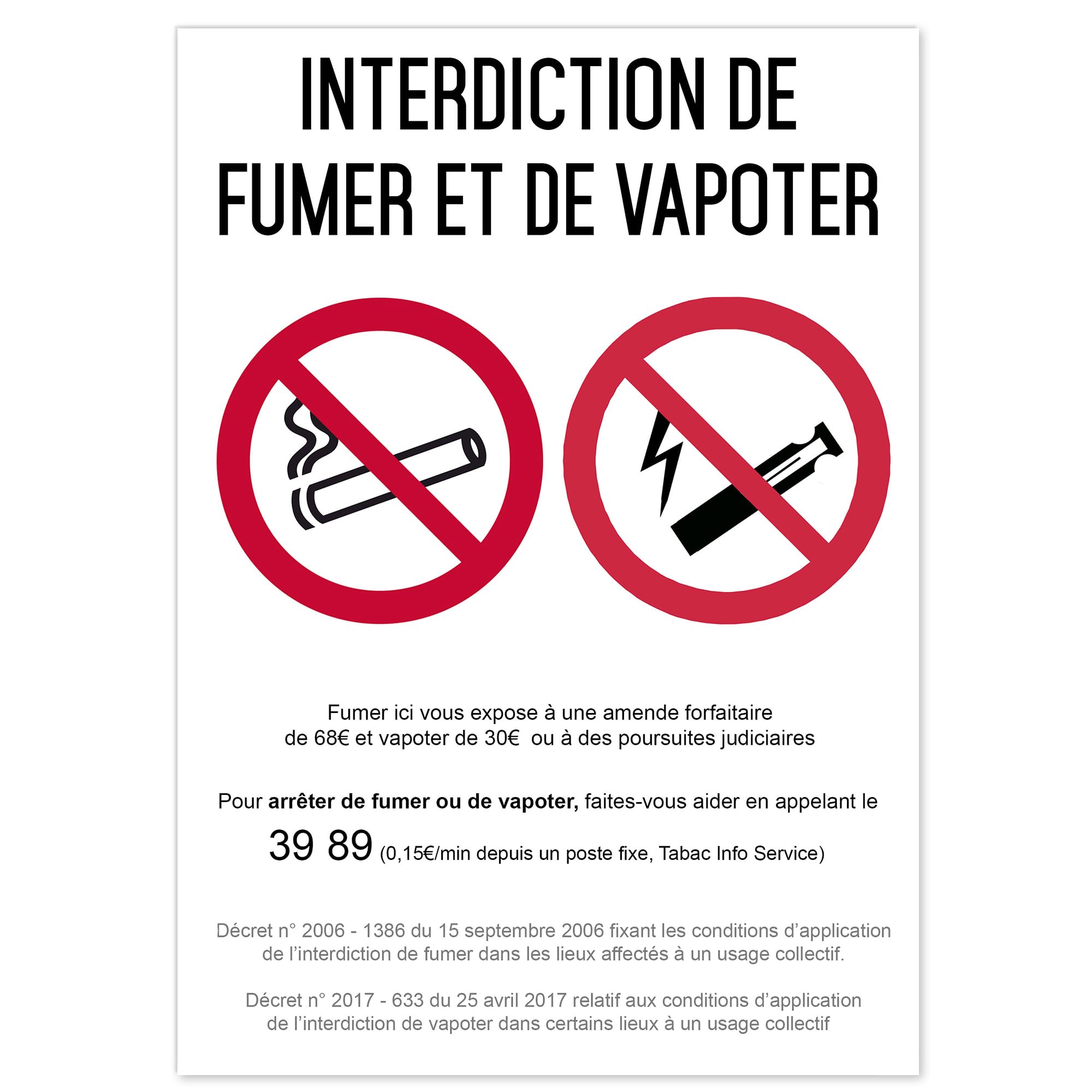 Interdiction interdit de fumer rectangle - L.148 x H.210 mm - 100