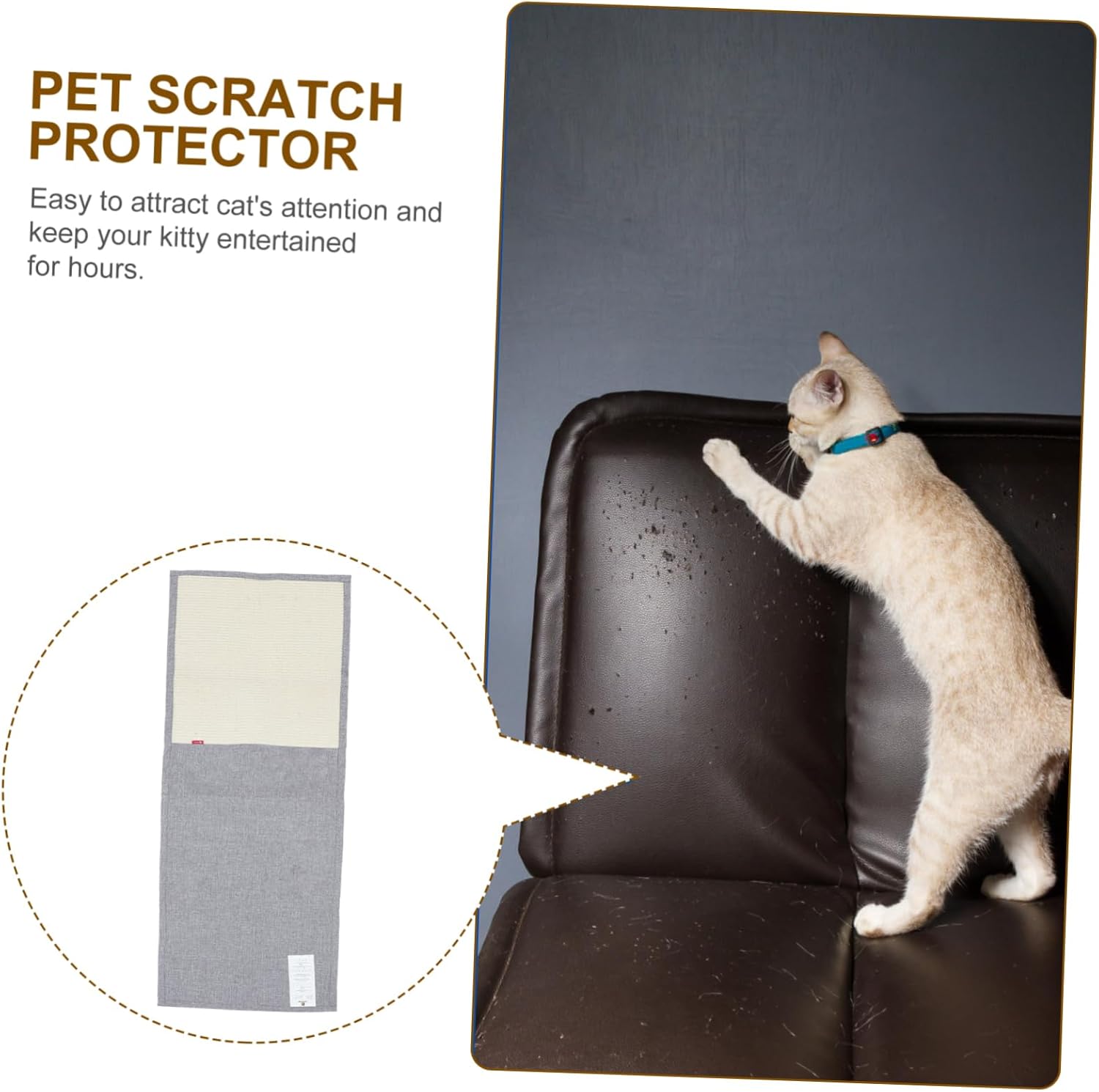 BESPORTBLE Cat Scratch Protector Mat Sofa Armrest Cover for Home and Office Prevents Cat Scratching Damage Light Grey Basic Edition