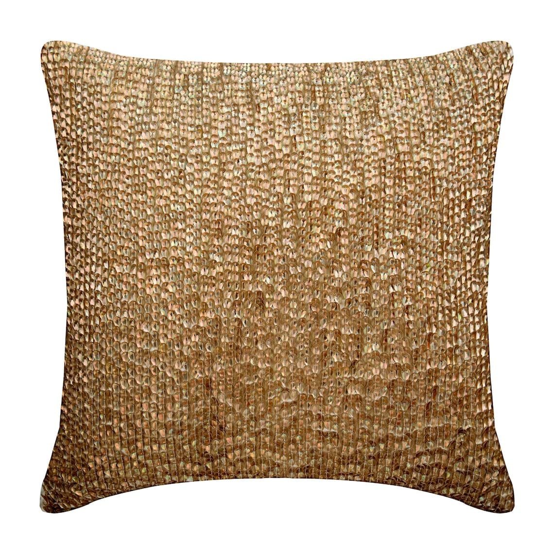 The HomeCentric Decorative Cushion Cover 40x40 cm (16x16 inch) Gold, Silk Throw Pillow Cover - Golden Drops โ image 1