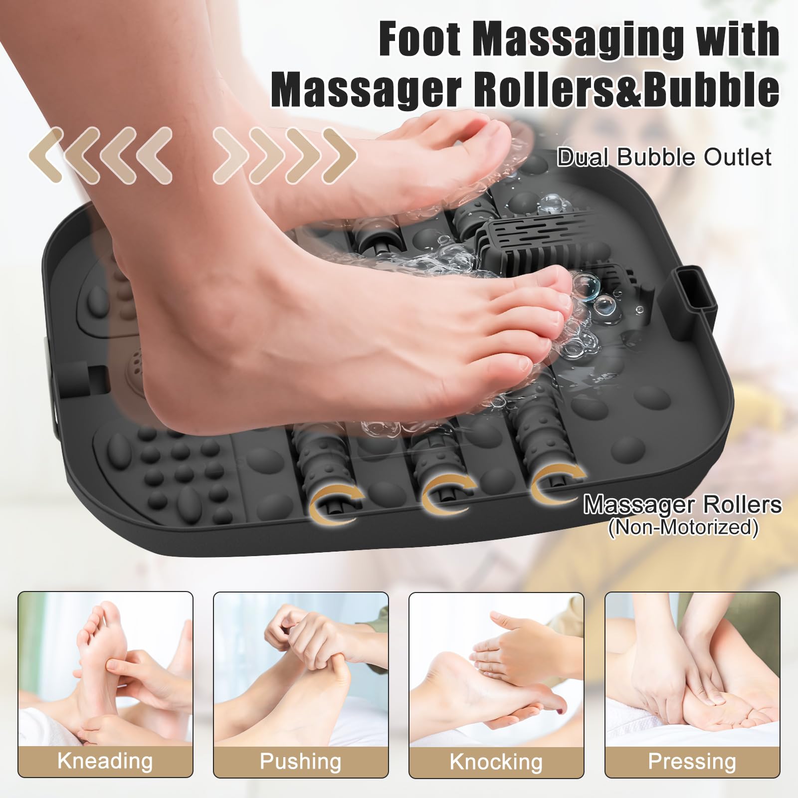 Baño de spa plegable para pies con calor y masajeador, burbujas, control de temperatura, control remoto, pantalla táctil, piedra pómez, spa de pies de pedicura para relajación, regalo para mujeres y