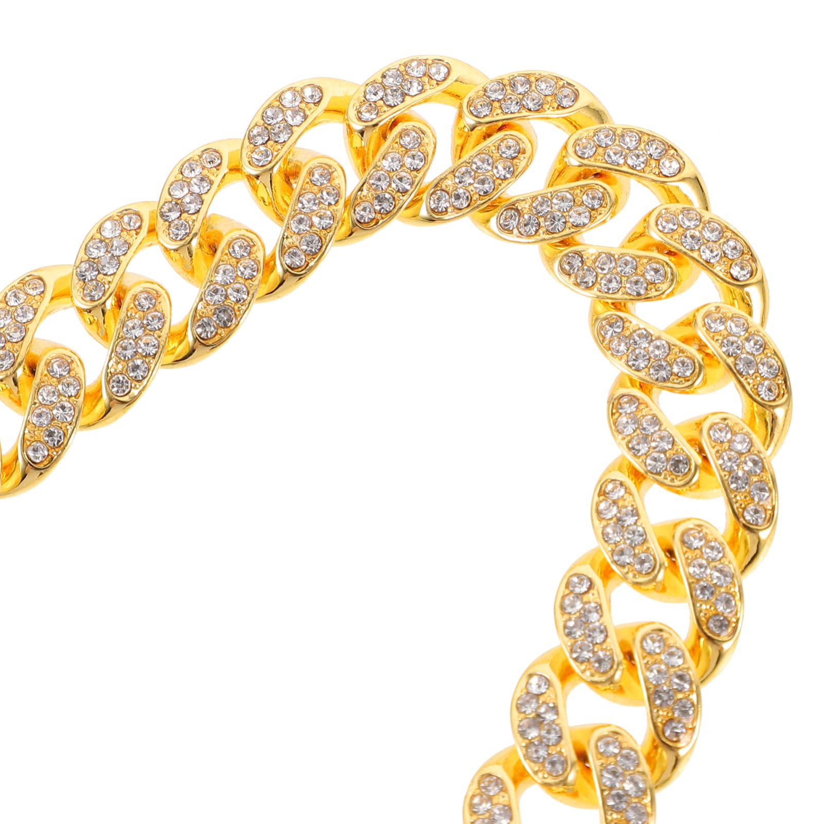 jojofuny 4pezzi Collana Catena Cubana Strass e Bracciale Maglie Impilabili Di Accessori Catena in Metallo Per Uomo e Donna