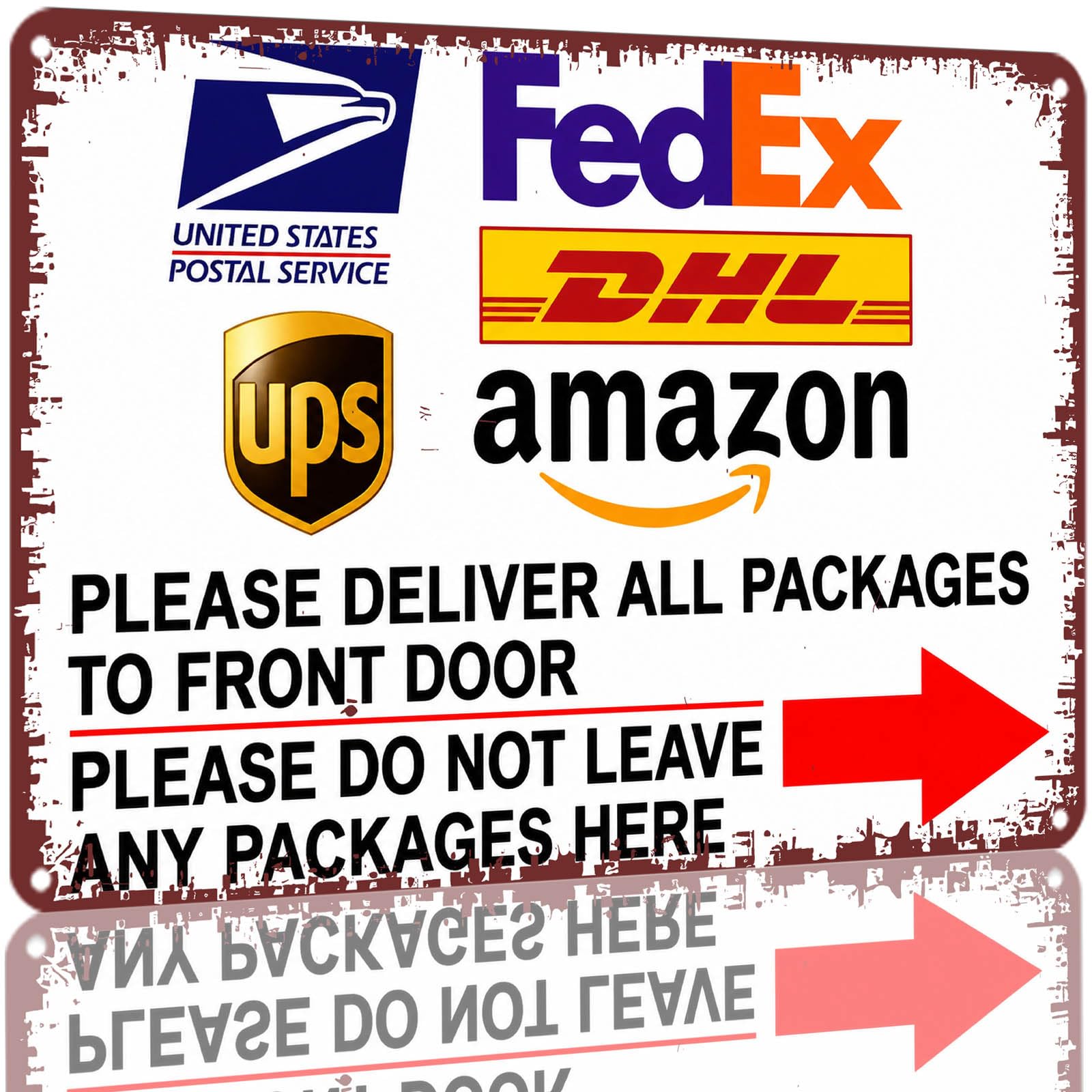 Kwqdozf As Pic Please Deliver All Packages To Front Door Metal Tin Sign 8X12 Inch Aluminum