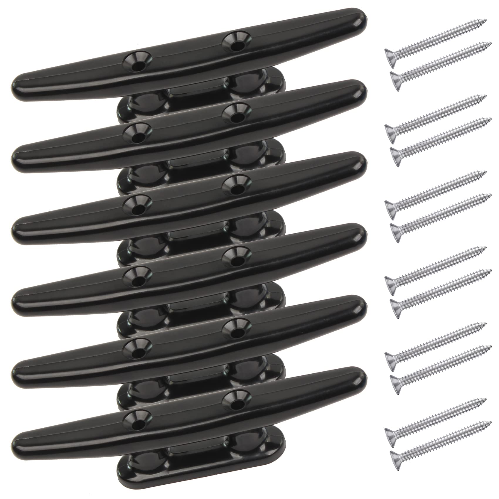 WTMORE Boat Cleats 4inch/5inch/6inch/8inch/10inch, High Impact Black Nylon Dock Cleats,Boat Dock Cleat Rope Cleat with Screws, Perfect for Marine,