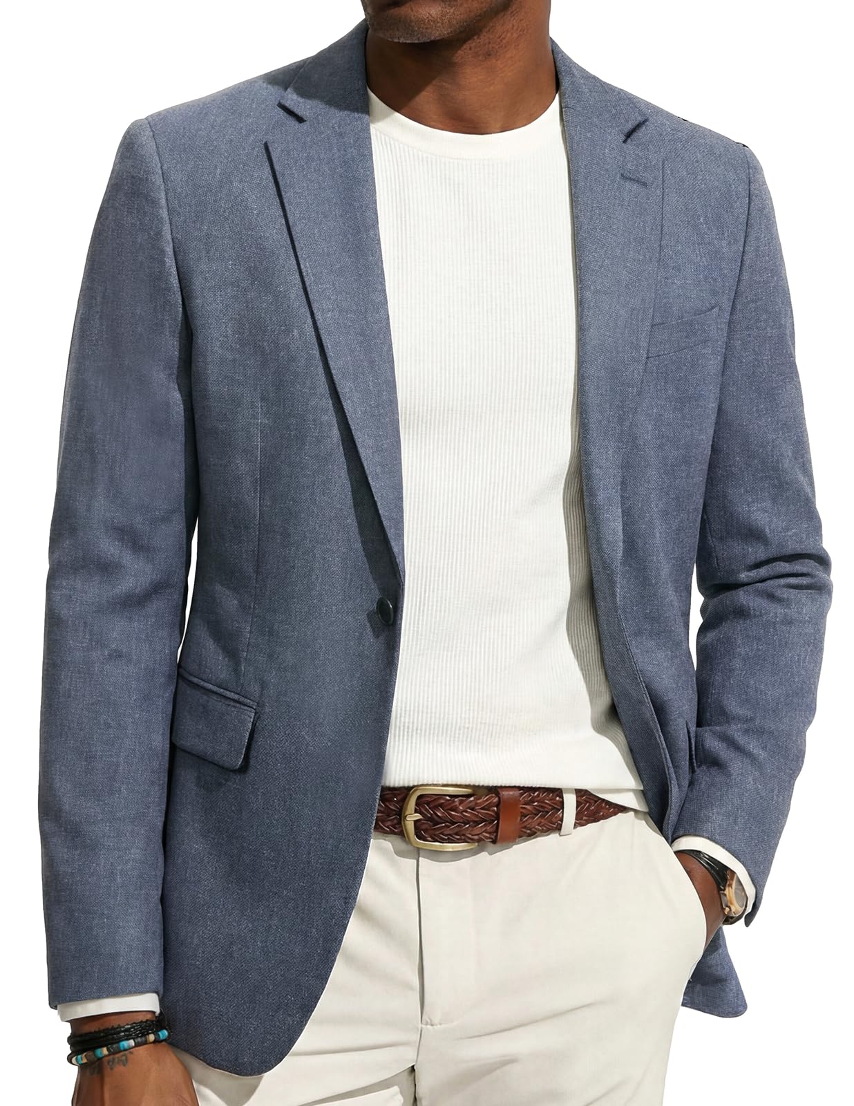 PJ PAUL JONES Mens Casual Blazer One Button Sport Coats Lightweight Business Suit Jacket