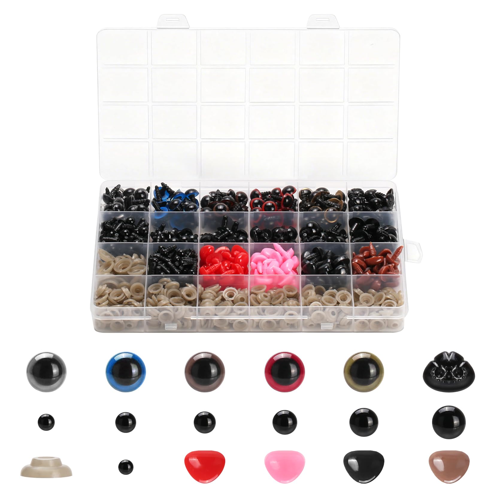 runxsam 800 pcs black safety eyes for crochet crafts, 5–12 mm