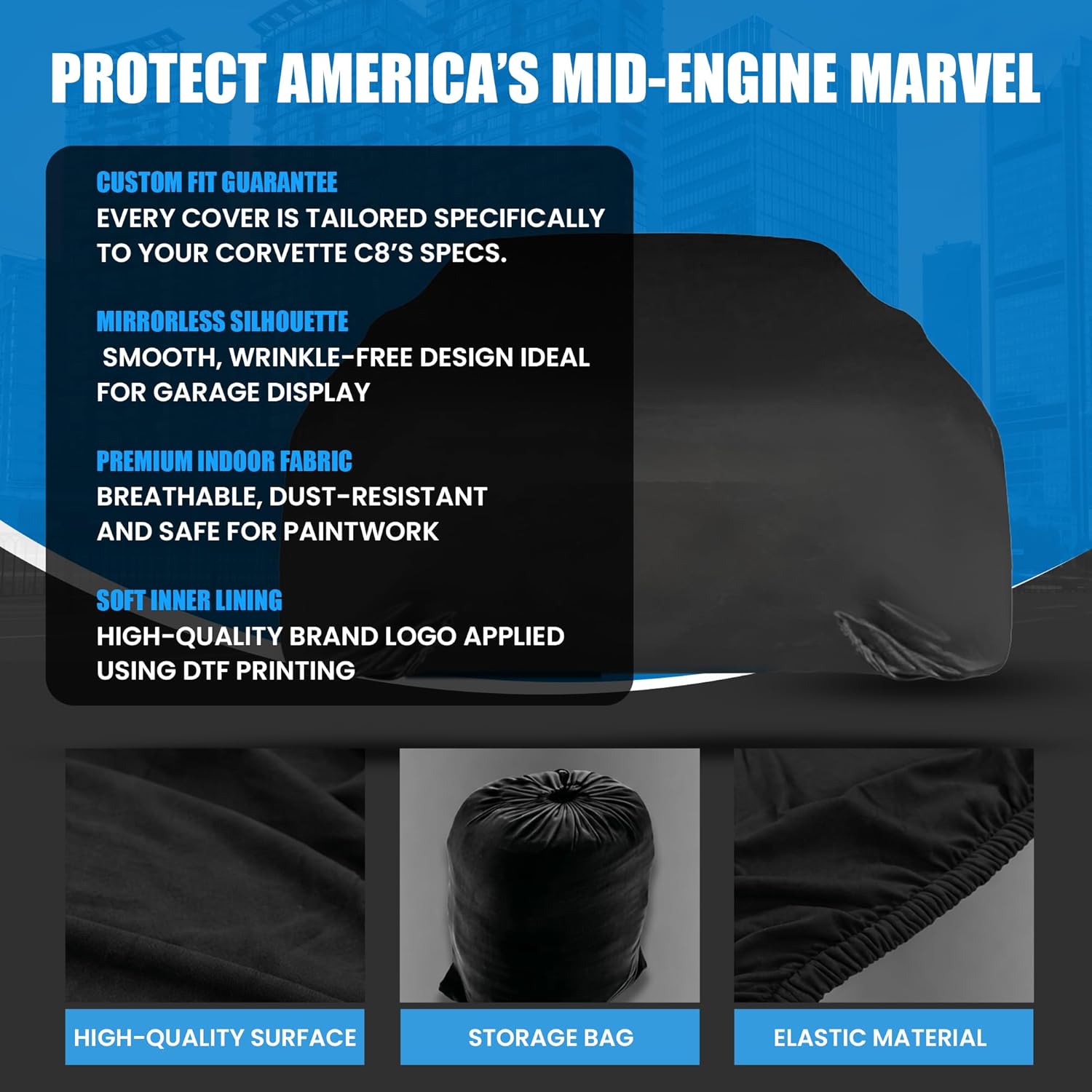 Premium Indoor Car Cover, Black, Custom Fit for Mercedes Benz AMG GT/GT S/GT C/G-T R Coupe & Roadster (2015-2023) | Ultimate Indoor Breathable Car Cover | Dust-Proof & UV Resistant Fabric