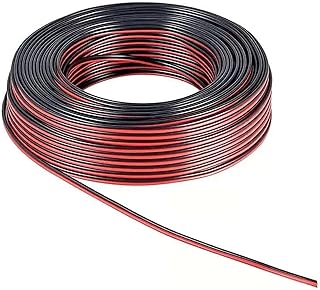 سلك مكبر صوت ثنائي النواة بسُمك 1.65 ملم وطول 1 متر، لون أحمر وأسود (5 متر)