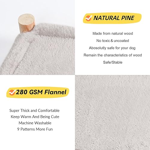 Miniatura 3 de Patas Lague Hamaca autocalentable para gatos, cama para perros pequeños, cama térmica de madera elevada para gatos, cama elevada para mascotas suave