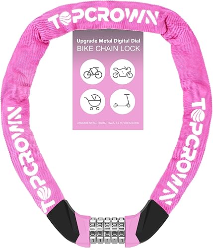 Miniatura 18 de Candado de cadena de bicicleta de 3.2 pies de largo, alta seguridad, resistente, antirrobo, combinación de 5 dígitos, cerradura de bicicleta sin