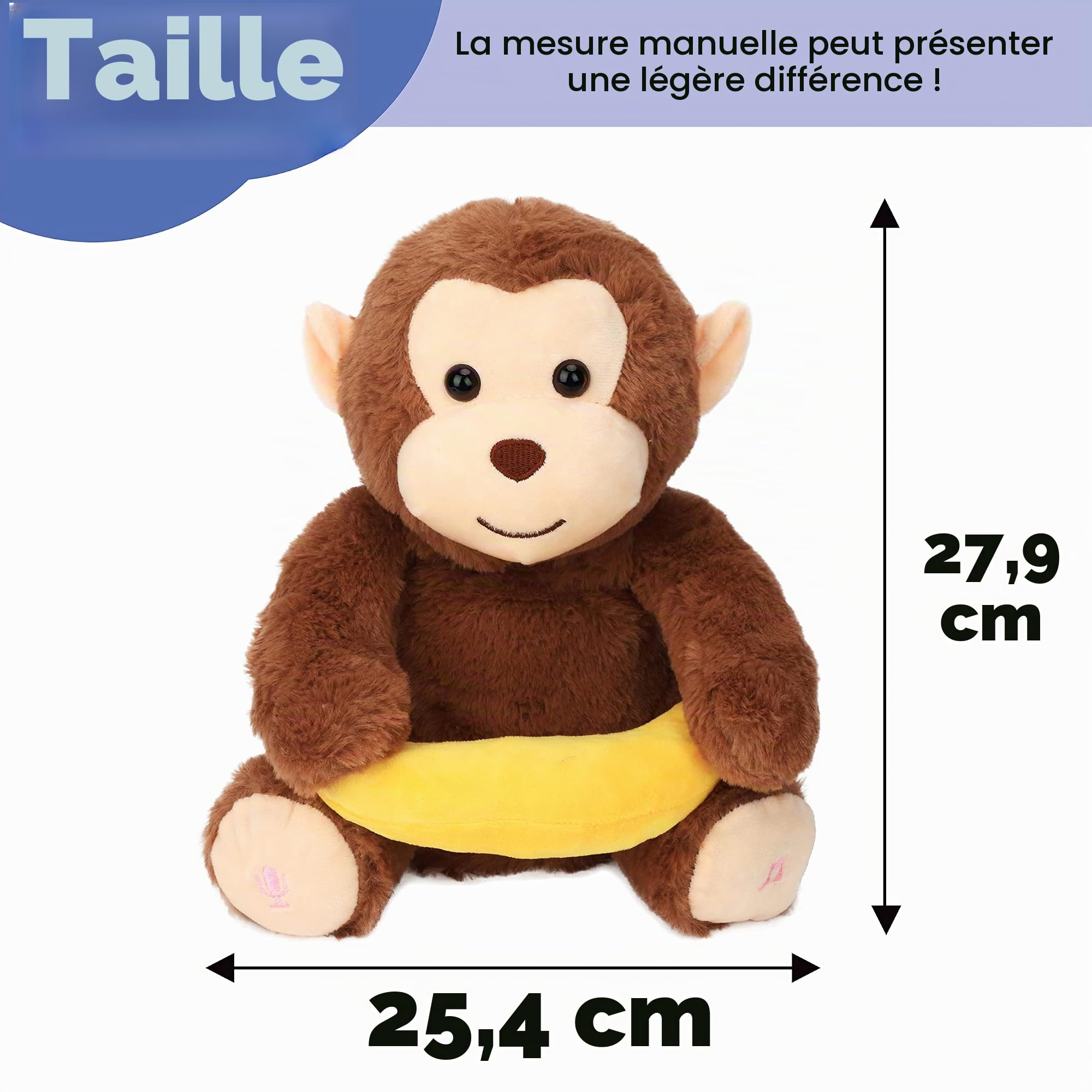 Hopearl Peek Jouet en Peluche interactif à partir de 3 Ans Un Singe Boo avec Banane répète ce Que Vous Dites Jouet en Peluche Musical Chantant Adorable électrique Animate Festival d'anniversaire
