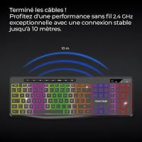 AD ADVANCE R Type Vezeték Nélküli Billentyűzet - Csendes, Tölthető, RGB Háttérvilágítás, Francia Kiosztás, Windows/Mac Kompatibilis 2