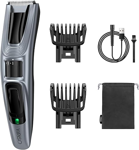 YIRISO Recortadora de barba para hombre, recortadora de pelo facial con cordóninalámbrica, 40 ajustes de longitud ajustable, recortadora de barba y