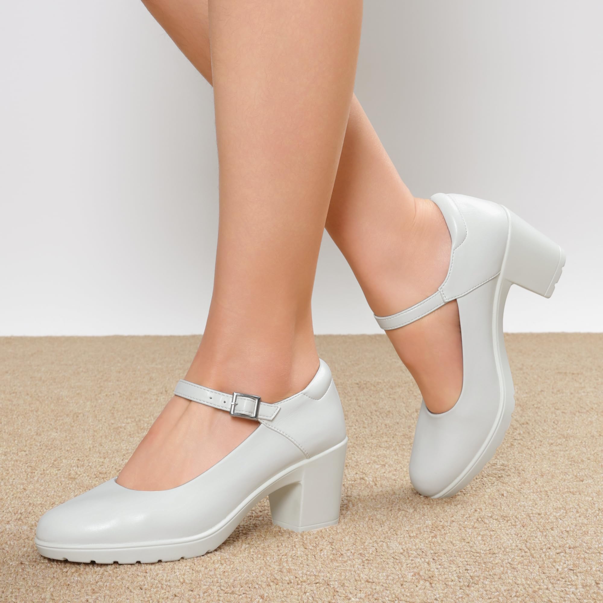 DREAM PAIRS Damskie grube niskie obcasy Mary Janes pasek na kostkę zamknięte palce buty sądowe damskie wygodne czółenka robocze wygodne okrągłe palce sukienka buty ślubne