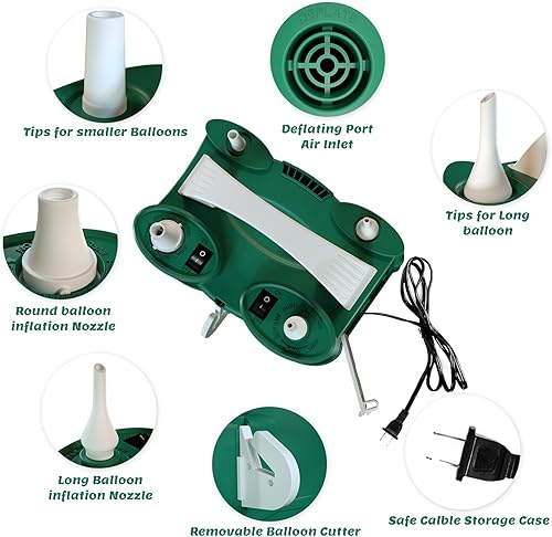 Miniatura 4 de SINBEE Balloon Pump, Balloon Pump Electric, Portable Dual Nozzle Electric Blower Air Pump Inflator for Party Decoration. Faster and Save Time