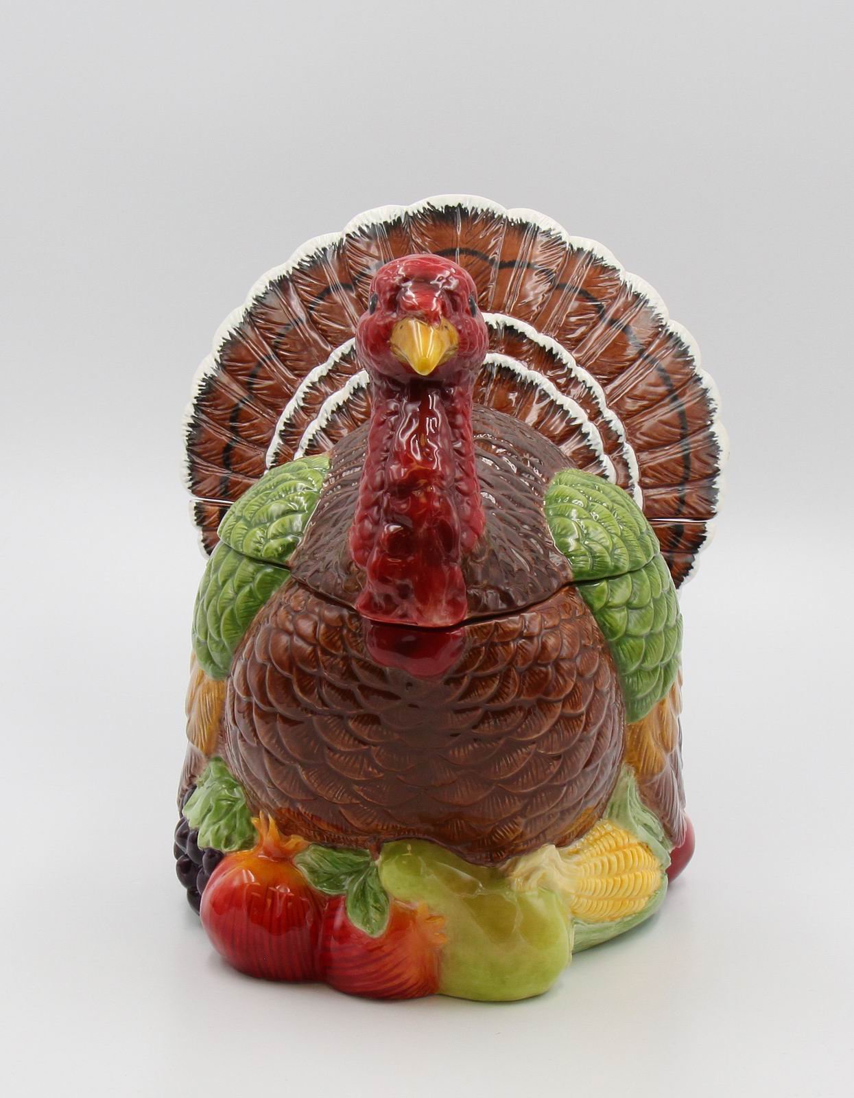 Thanksgiving Turkey Cookie Jar - Hand Painted Ceramic -5
