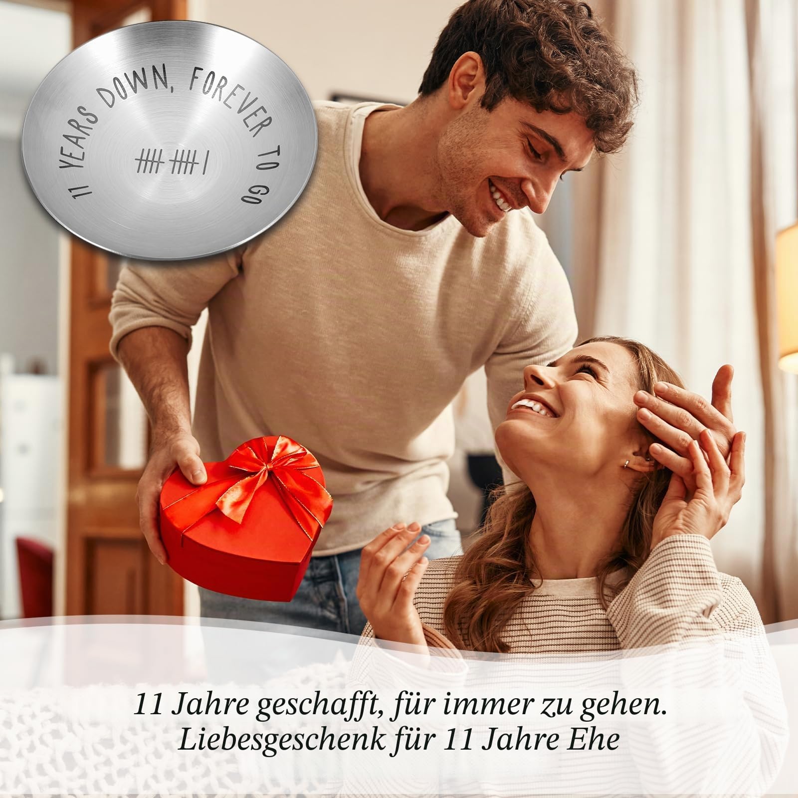 Geschenk zum 11. Jahrestag aus Stahl für Sie und Ihn, 11. Hochzeitstag, Brautgeschenke für Ehefrau und Freundinnen, Valentinstag, Weihnachten, Geburtstag, Schmuck