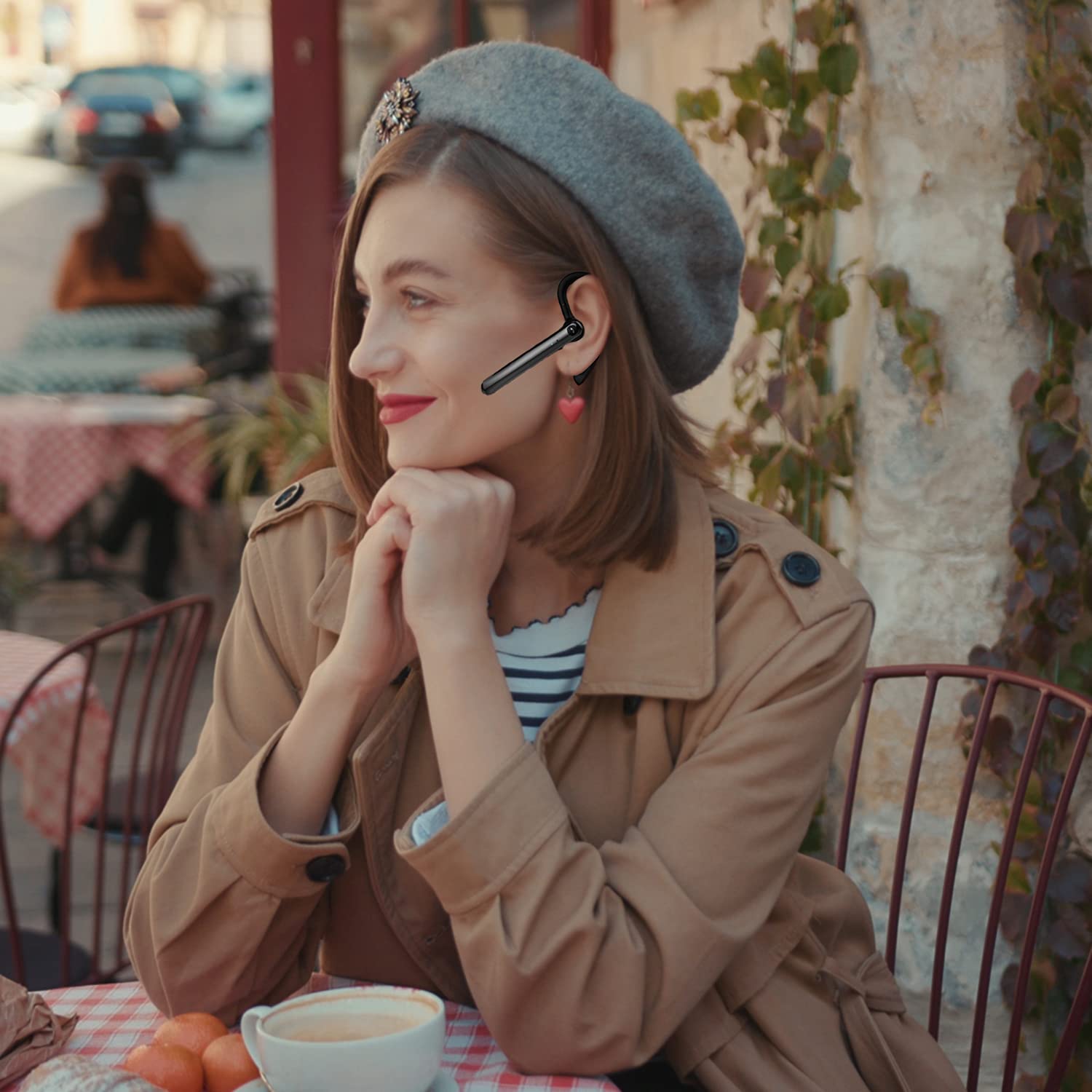 Auricolare Bluetooth 5.0 Cuffie Wireless con Doppio Microfono, Auricolare Business Vivavoce con Chiamata Leggera, Chiaro e Suono Hi-Fi per l'Ufficio, la Guida