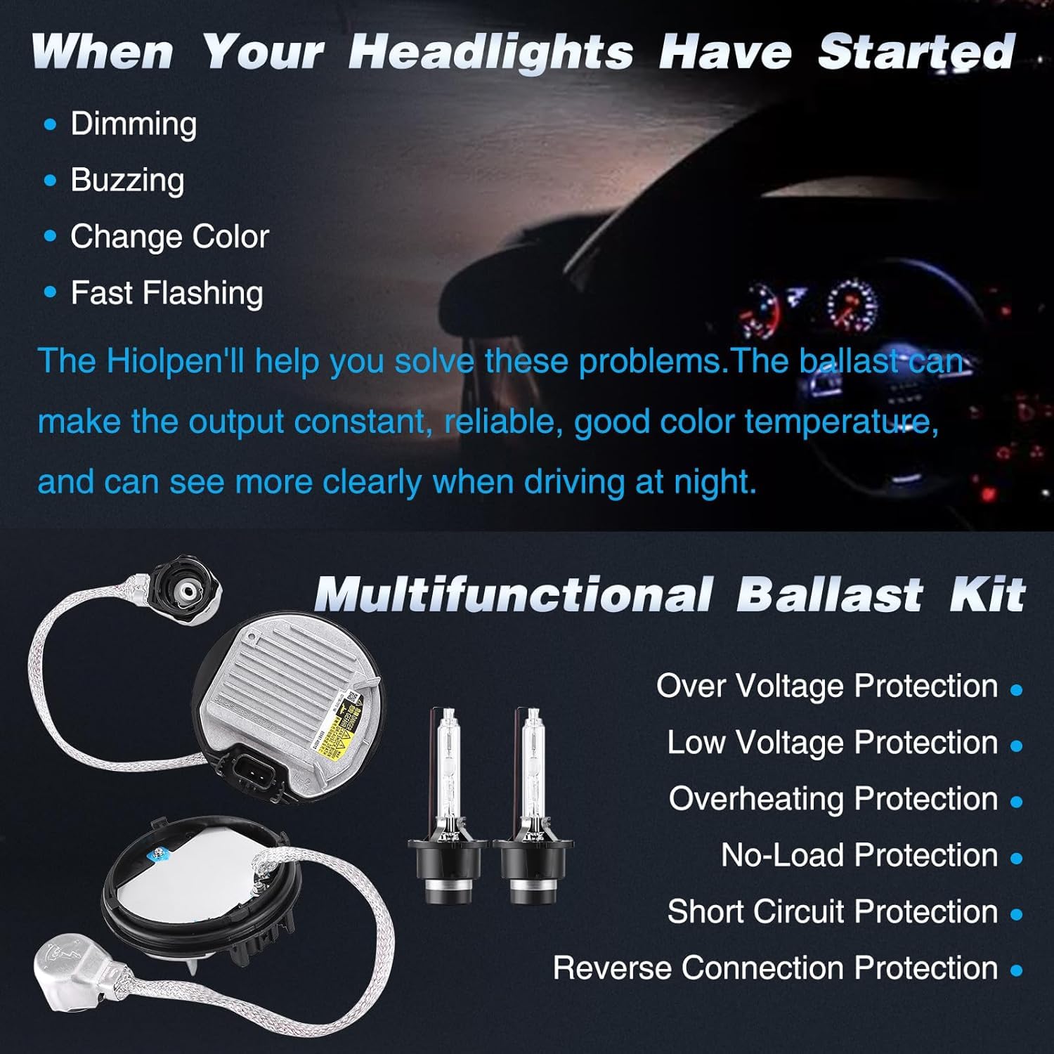 2 Packs HID Headlight Ballast with Igniter & D4S Bulb for Lexus GS350 GS450h IS200t IS250 IS300 IS350 LS460 LS600h LX570 RX350 RX450h for Toyota Camry Sienna 81107-75020 Xenon Ballast Control Module