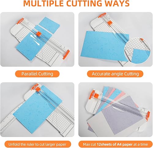 Miniatura 4 de Cortador de papel portátil de 12 pulgadas, cortador de papel, herramienta de suministros para álbumes de recortes con regla lateral de protección