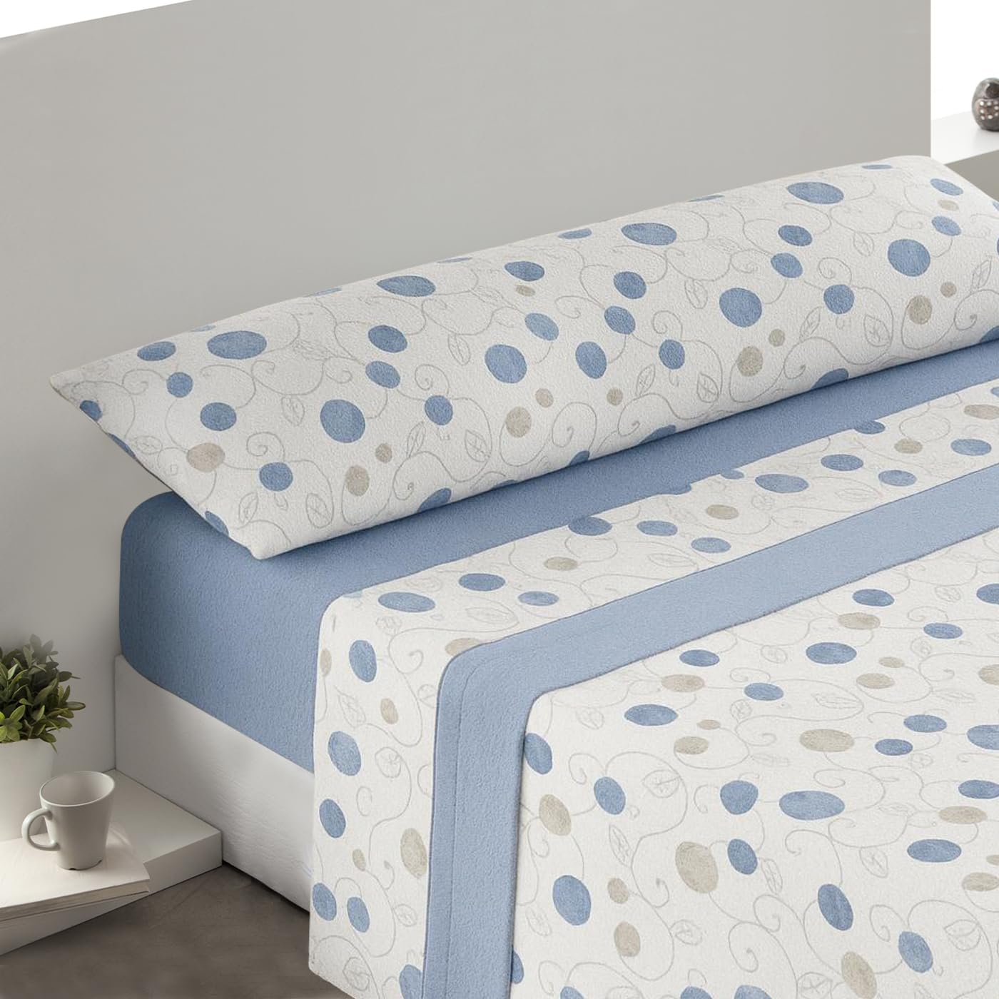 MERCURY TEXTIL- Juego de sábanas Coralina, Circulos Azul (Cama 150)