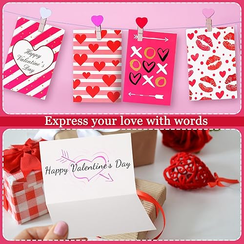 Miniatura 4 de 48 bolsas grandes de regalo para el día de San Valentín de 13 pulgadas a granel con tarjetas de felicitación, bolsas de papel para fiesta de amor de