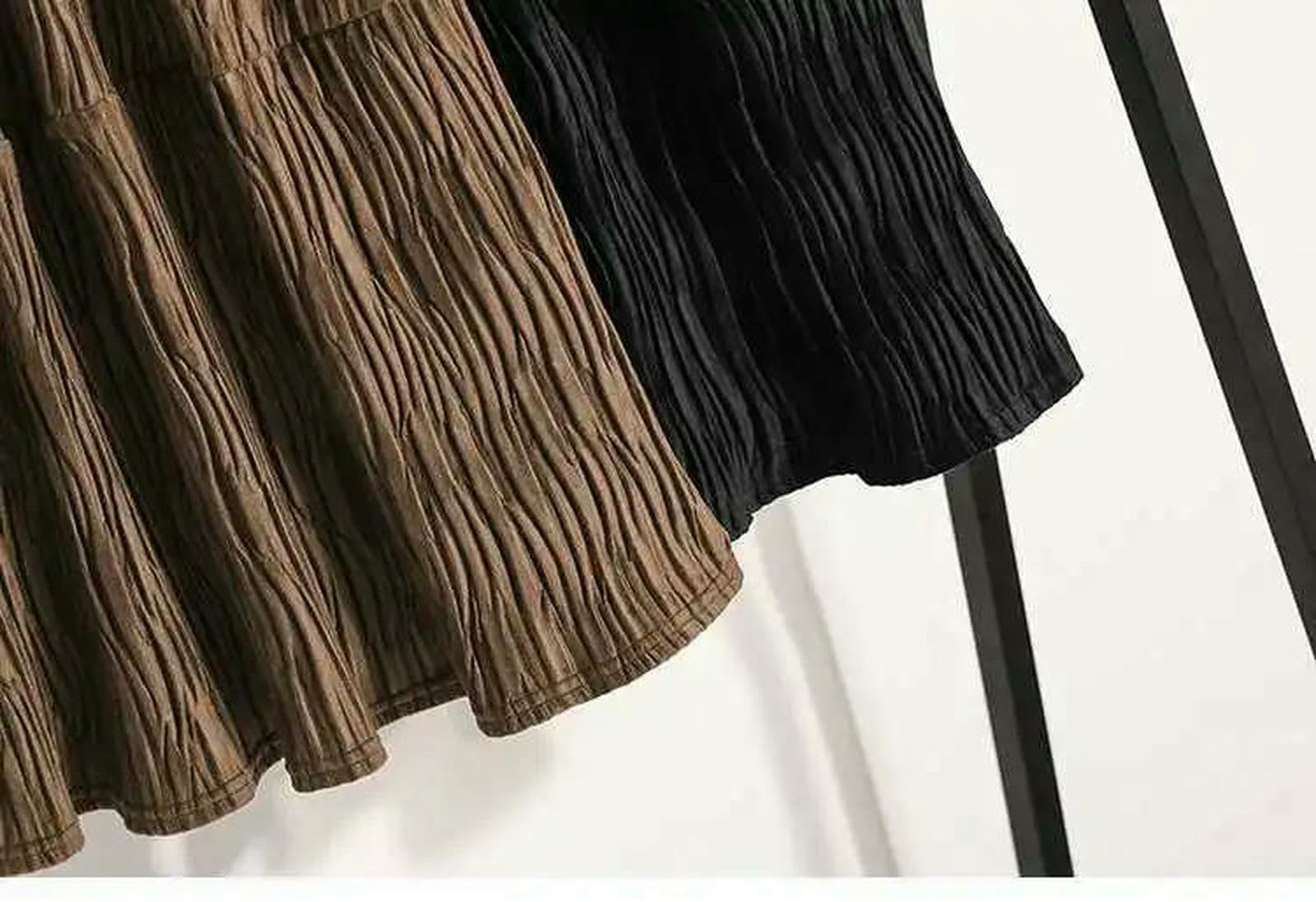Gonna Lunga Plus Size da Donna in Velluto Dorato A Vita Alta Addensata Longuette Linea Elegante Stile Pendolare Mid Autumn F -Nero-XL