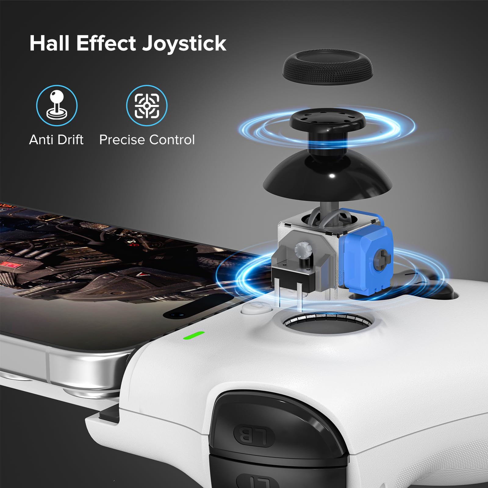ZIKE Mando de juegos Z331 para iPhone 15/16 y Android, mando USB C con joystick y gatillo de efecto Hall, mando inalámbrico para PC, Xbox, Steam, Switch y Smartphone