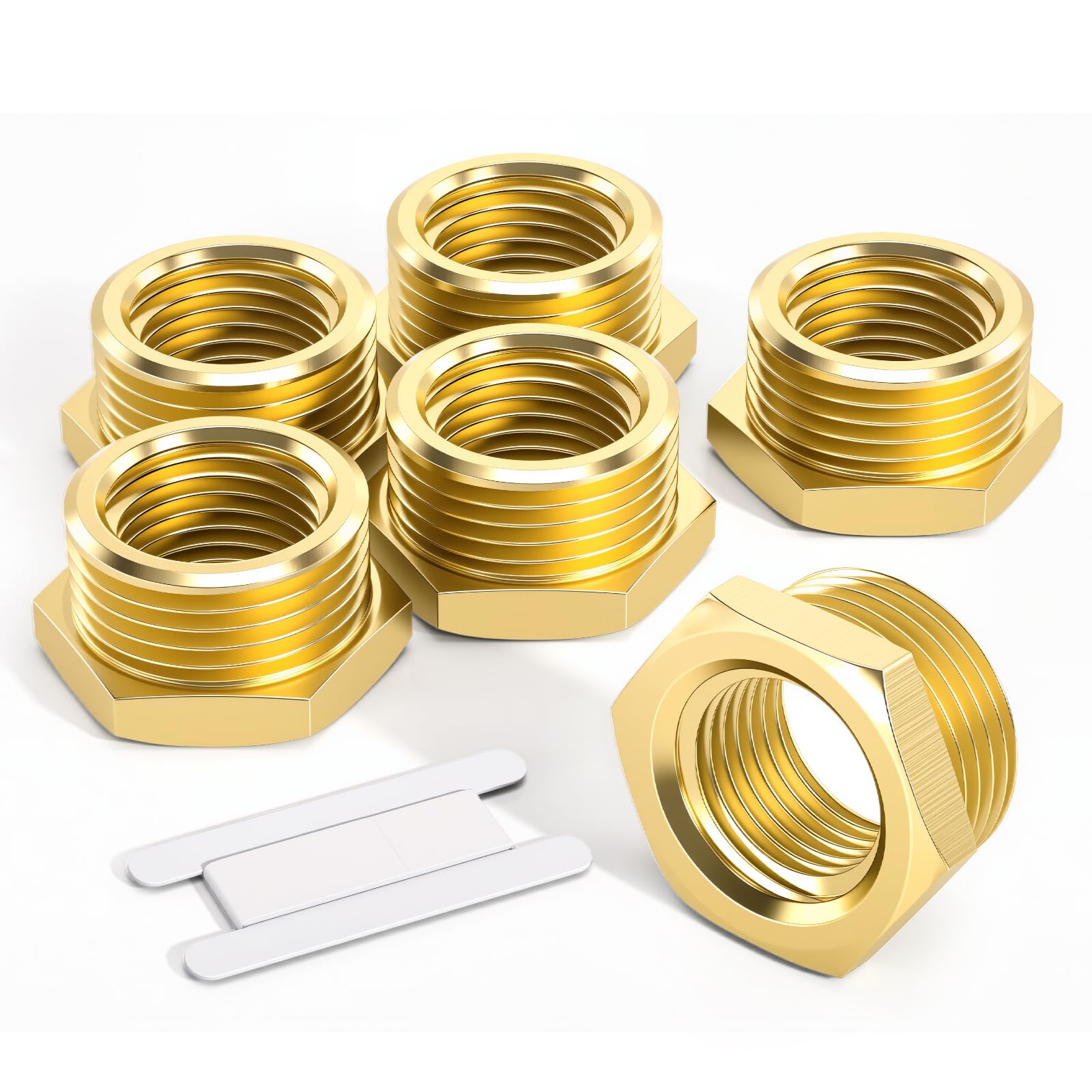 Bwintech 2 Uds 1/2 "hembra a 1/8" macho BSP rosca latón buje hexagonal conector reductor para conversión de conexión de tubería — view 8