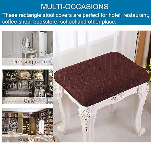 Miniatura 7 de ANWUCHEN - Fundas de taburete rectangulares, paquete de 4 fundas elásticas rectangulares para taburetes de bar, fundas elásticas para taburete de